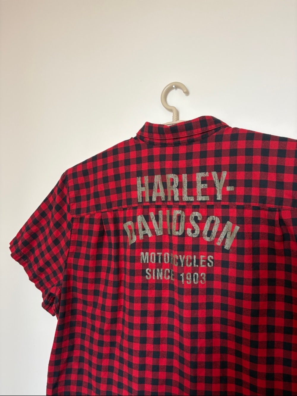 Harley-Davidson Red Plaid Flannel Short Sleeve Shirt 3XL